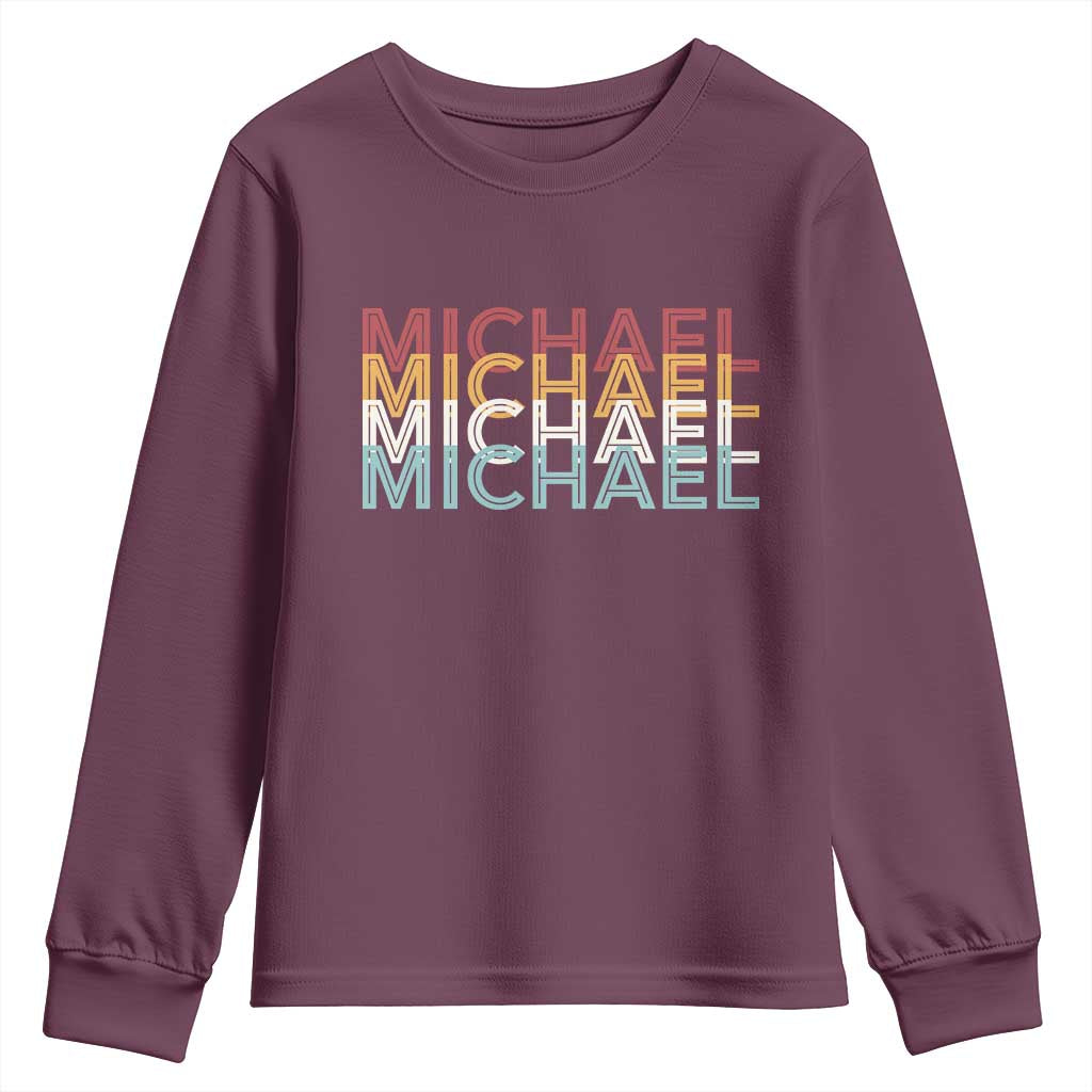 Michael Birthday Gift Youth Sweatshirt Vintage Retro Michael Name Typography TS12 Maroon Print Your Wear