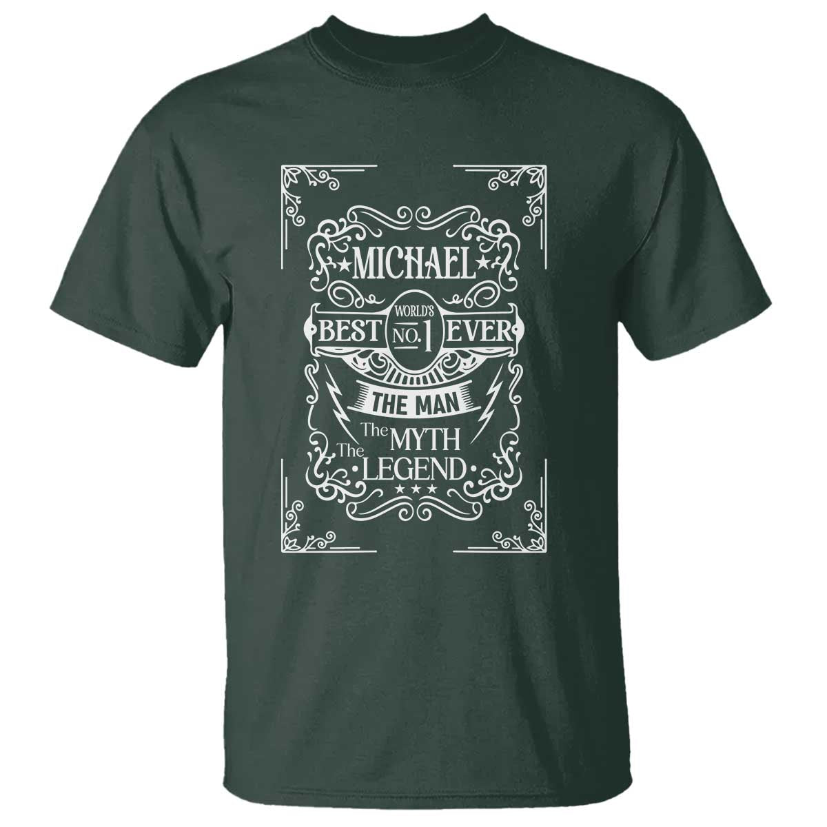 Michael The Man The Myth The Legend T Shirt Vintage Gift For Michael Name TS12 Dark Forest Green Print Your Wear