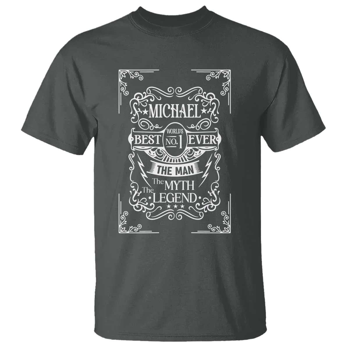 Michael The Man The Myth The Legend T Shirt Vintage Gift For Michael Name TS12 Dark Heather Print Your Wear