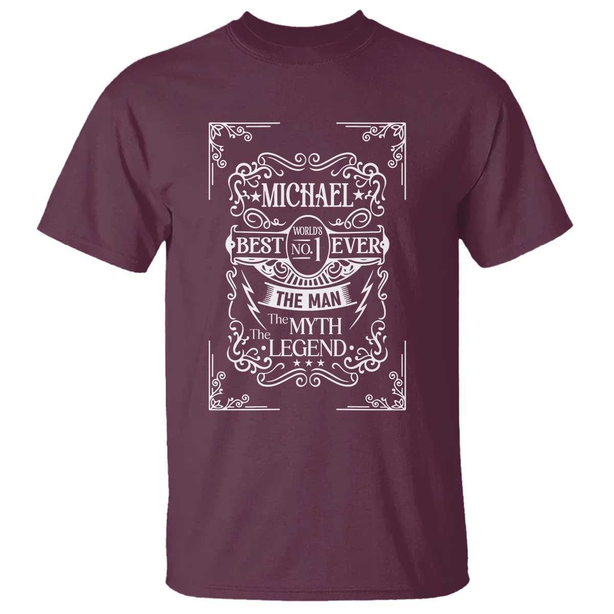 Michael The Man The Myth The Legend T Shirt Vintage Gift For Michael Name TS12 Maroon Print Your Wear