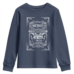 Michael The Man The Myth The Legend Youth Sweatshirt Vintage Gift For Michael Name TS12 Navy Print Your Wear