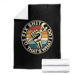Vintage Skeleton Wrench Graphic Throw Blanket I Fix Shit Thats What I Do TS12 Black Print Your Wear