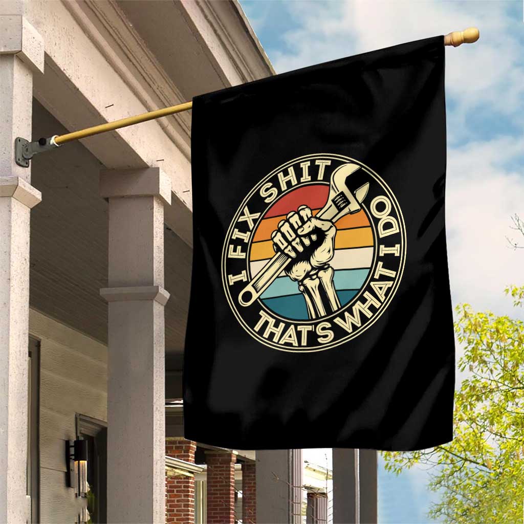 Vintage Skeleton Wrench Graphic Garden Flag I Fix Shit Thats What I Do TS12 Print Your Wear