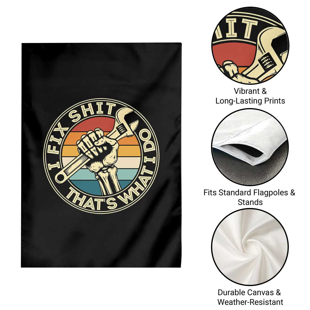 Vintage Skeleton Wrench Graphic Garden Flag I Fix Shit Thats What I Do TS12 Print Your Wear