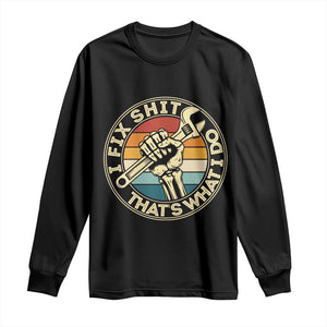 Vintage Skeleton Wrench Graphic Long Sleeve Shirt I Fix Shit Thats What I Do TS12 Black Print Your Wear