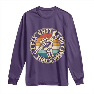 Vintage Skeleton Wrench Graphic Long Sleeve Shirt I Fix Shit Thats What I Do TS12 Purple Print Your Wear