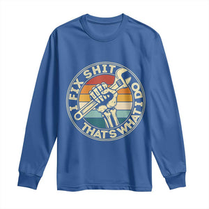 Vintage Skeleton Wrench Graphic Long Sleeve Shirt I Fix Shit Thats What I Do TS12 Royal Blue Print Your Wear