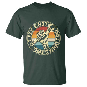Vintage Skeleton Wrench Graphic T Shirt I Fix Shit Thats What I Do TS12 Dark Forest Green Print Your Wear