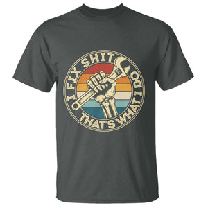 Vintage Skeleton Wrench Graphic T Shirt I Fix Shit Thats What I Do TS12 Dark Heather Print Your Wear