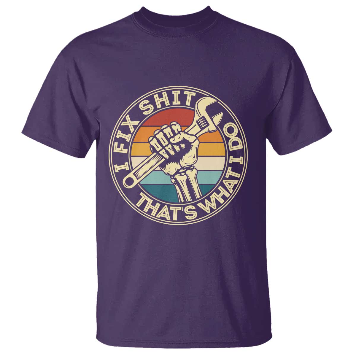 Vintage Skeleton Wrench Graphic T Shirt I Fix Shit Thats What I Do TS12 Purple Print Your Wear
