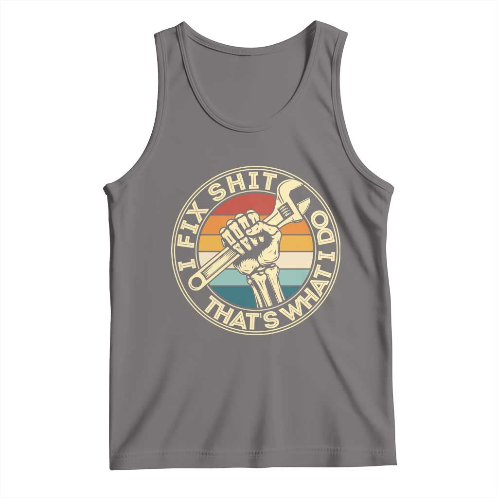 Vintage Skeleton Wrench Graphic Tank Top I Fix Shit Thats What I Do TS12 Deep Heather Print Your Wear