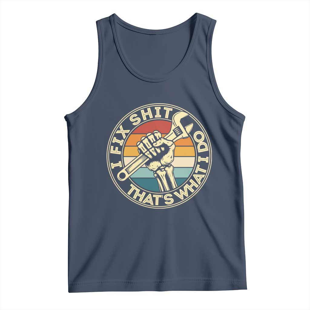 Vintage Skeleton Wrench Graphic Tank Top I Fix Shit Thats What I Do TS12 Navy Print Your Wear