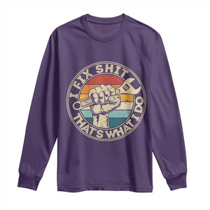 Auto Mechanic Dad Gift Long Sleeve Shirt Vintage I Fix Shit Thats What I Do TS12 Purple Print Your Wear
