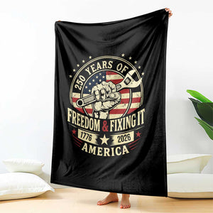 USA 250th Anniversary Patriotic Mechanic Throw Blanket Freedom And Fixing It TS12 Print Your Wear