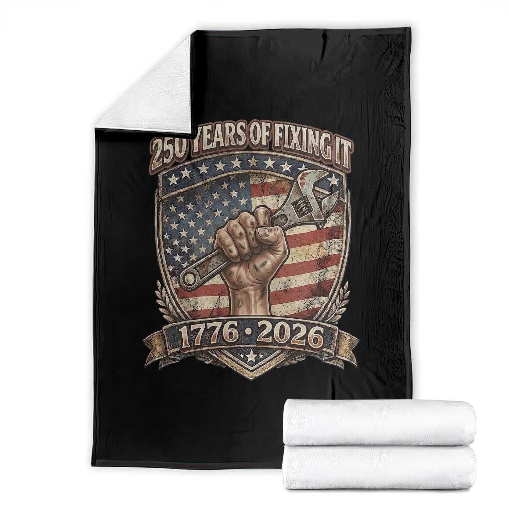 250 Years Of Fixing It Throw Blanket 250th Anniversary Mechanic Gift TS12 Black Print Your Wear