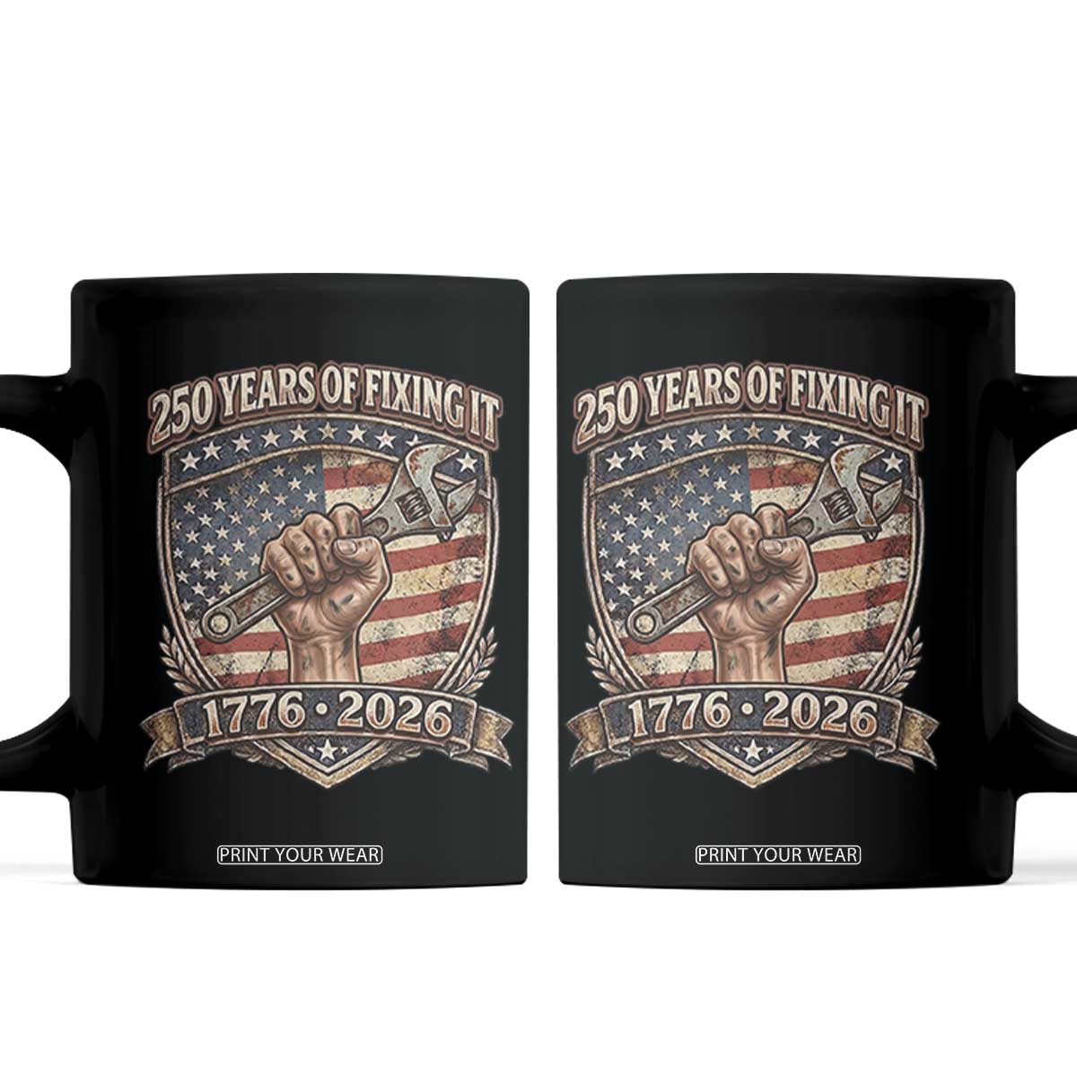 250 Years Of Fixing It Coffee Mug 250th Anniversary Mechanic Gift TS12 Black Print Your Wear