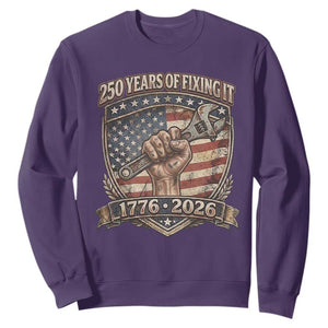 250 Years Of Fixing It Sweatshirt 250th Anniversary Mechanic Gift TS12 Purple Print Your Wear
