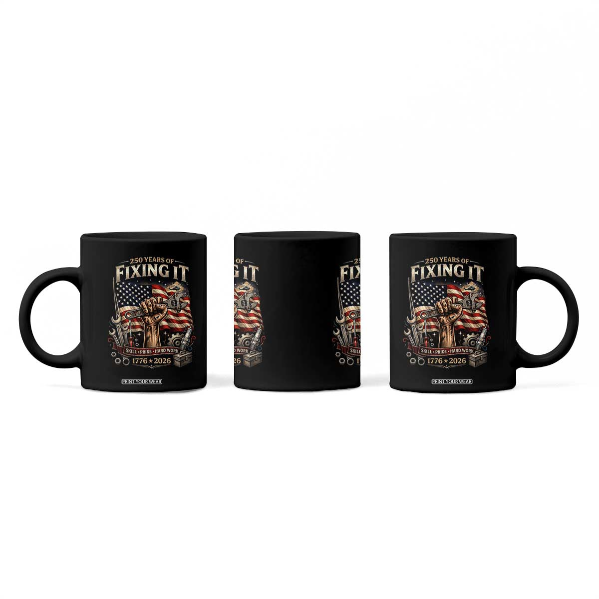 250 Years Of Fixing It Mechanic Pride Coffee Mug USA 250 Anniversary Gift TS12 Print Your Wear