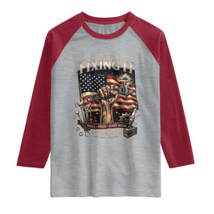 250 Years Of Fixing It Mechanic Pride Raglan Shirt USA 250 Anniversary Gift TS12 Heather Gray Heather Red Print Your Wear