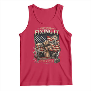 250 Years Of Fixing It Mechanic Pride Tank Top USA 250 Anniversary Gift TS12 Red Print Your Wear