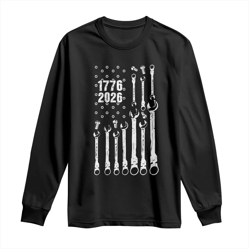 Patriotic Mechanic Gift Long Sleeve Shirt American Flag Automotive Lover TS12 Black Print Your Wear