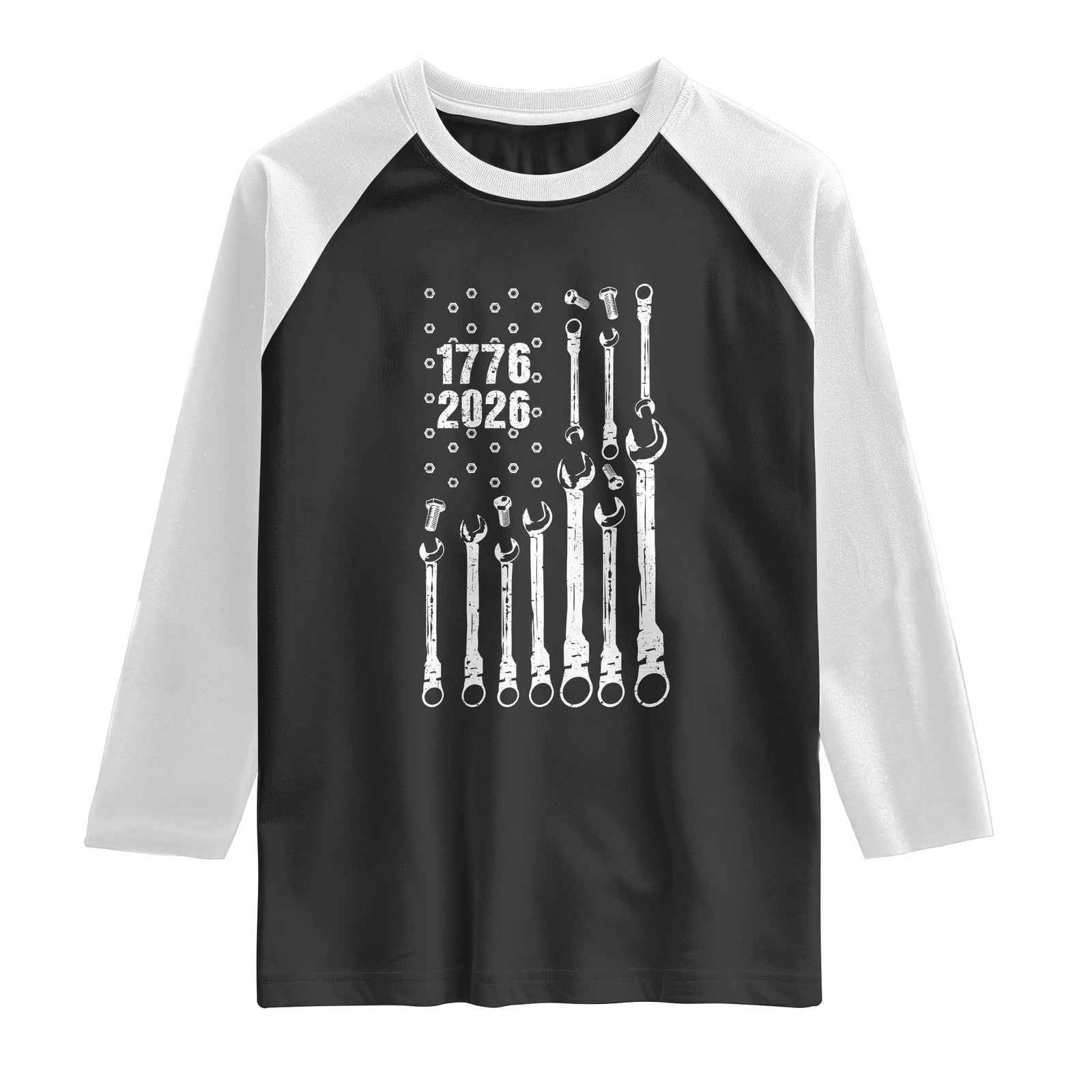Patriotic Mechanic Gift Raglan Shirt American Flag Automotive Lover TS12 Black White Print Your Wear