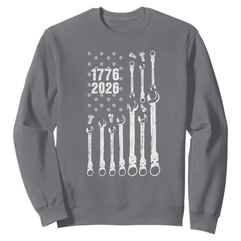 Patriotic Mechanic Gift Sweatshirt American Flag Automotive Lover TS12 Charcoal Print Your Wear