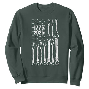 Patriotic Mechanic Gift Sweatshirt American Flag Automotive Lover TS12 Dark Forest Green Print Your Wear