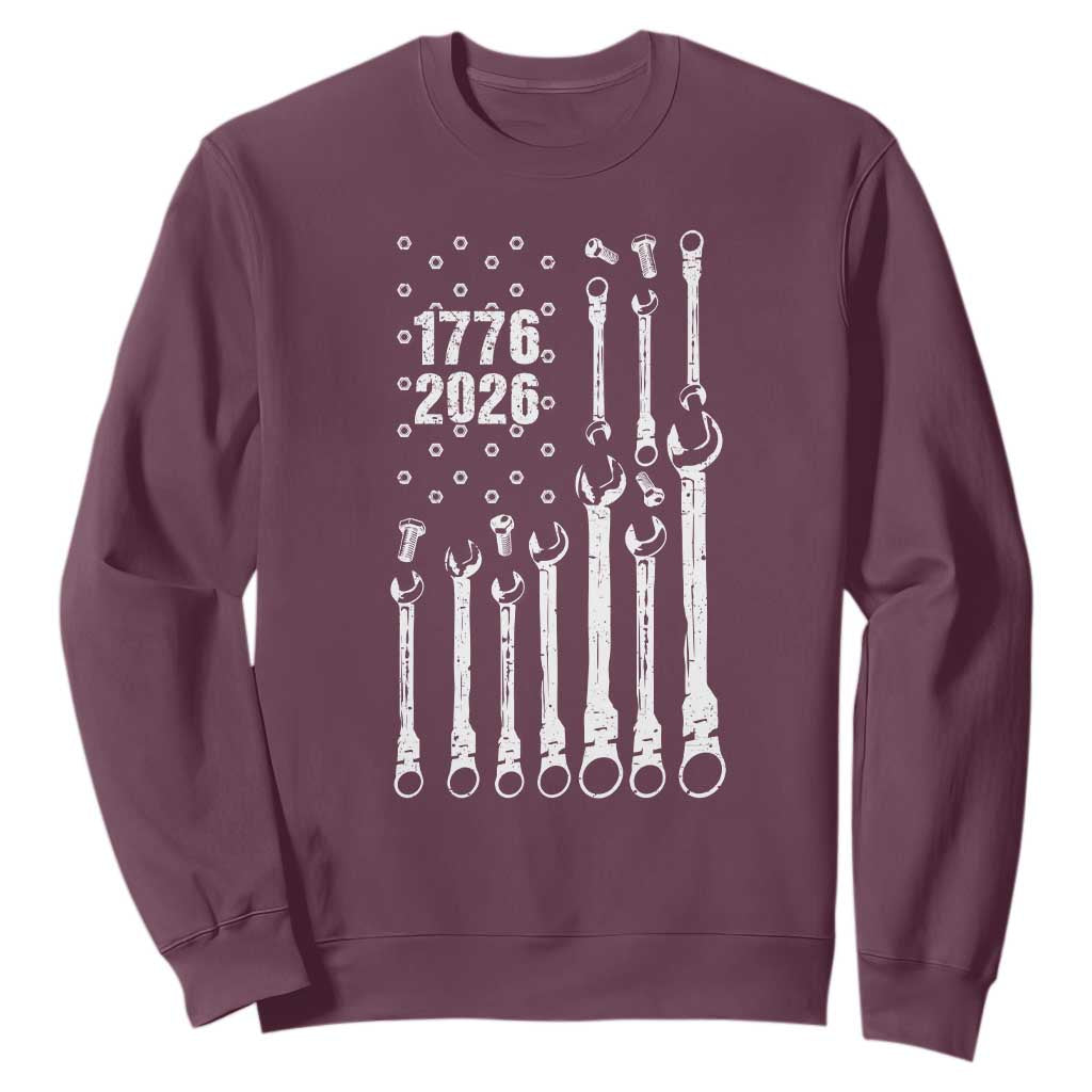 Patriotic Mechanic Gift Sweatshirt American Flag Automotive Lover TS12 Maroon Print Your Wear