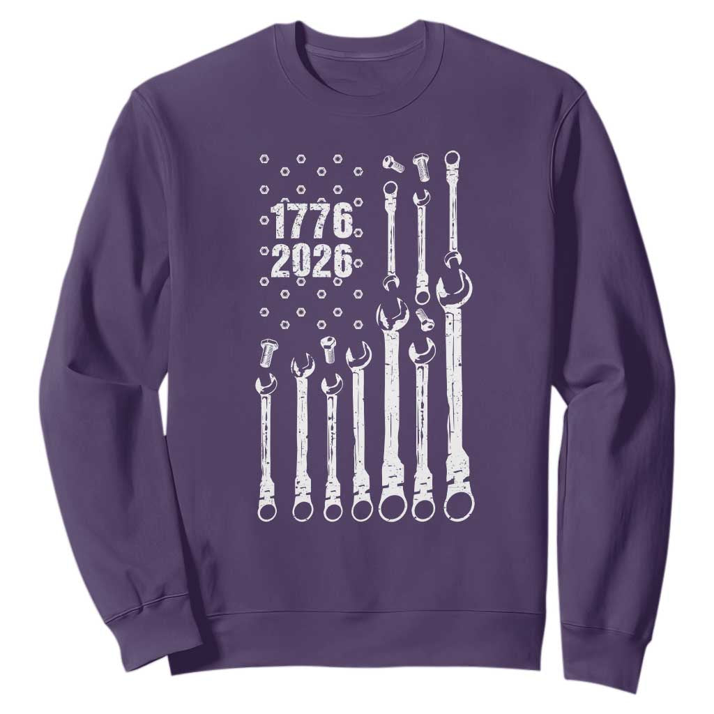 Patriotic Mechanic Gift Sweatshirt American Flag Automotive Lover TS12 Purple Print Your Wear