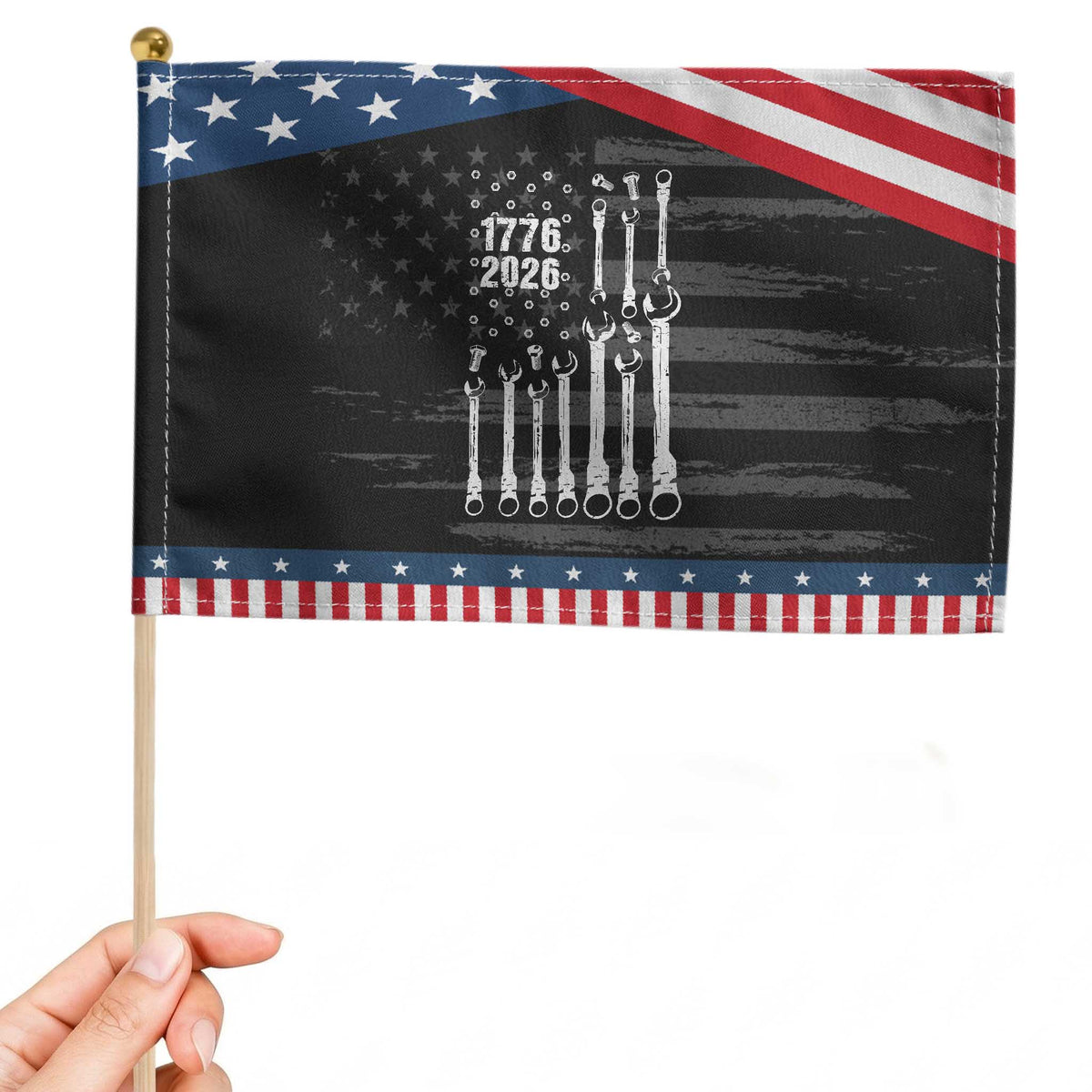 Mechanic Gift Patriotic Handheld Flag American Flag Automotive Lover TS12 Distressed 8.2
