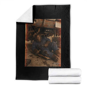 Bigfoot Mechanic Meme Throw Blanket Funny Sasquatch Fixing Cars TS12 Black Print Your Wear