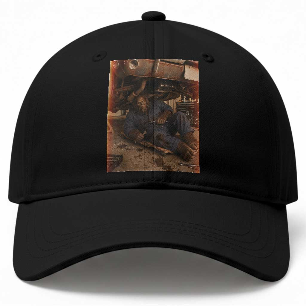 Bigfoot Mechanic Meme Baseball Cap Funny Sasquatch Fixing Cars TS12 Print Your Wear