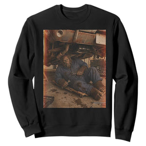 Bigfoot Mechanic Meme Sweatshirt Funny Sasquatch Fixing Cars TS12 Black Print Your Wear