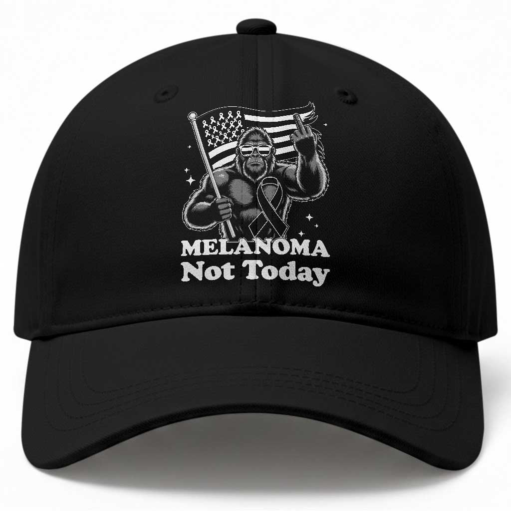 Bigfoot Black Ribbon Baseball Cap Not Today Melanoma Awareness Gift TS12 Print Your Wear