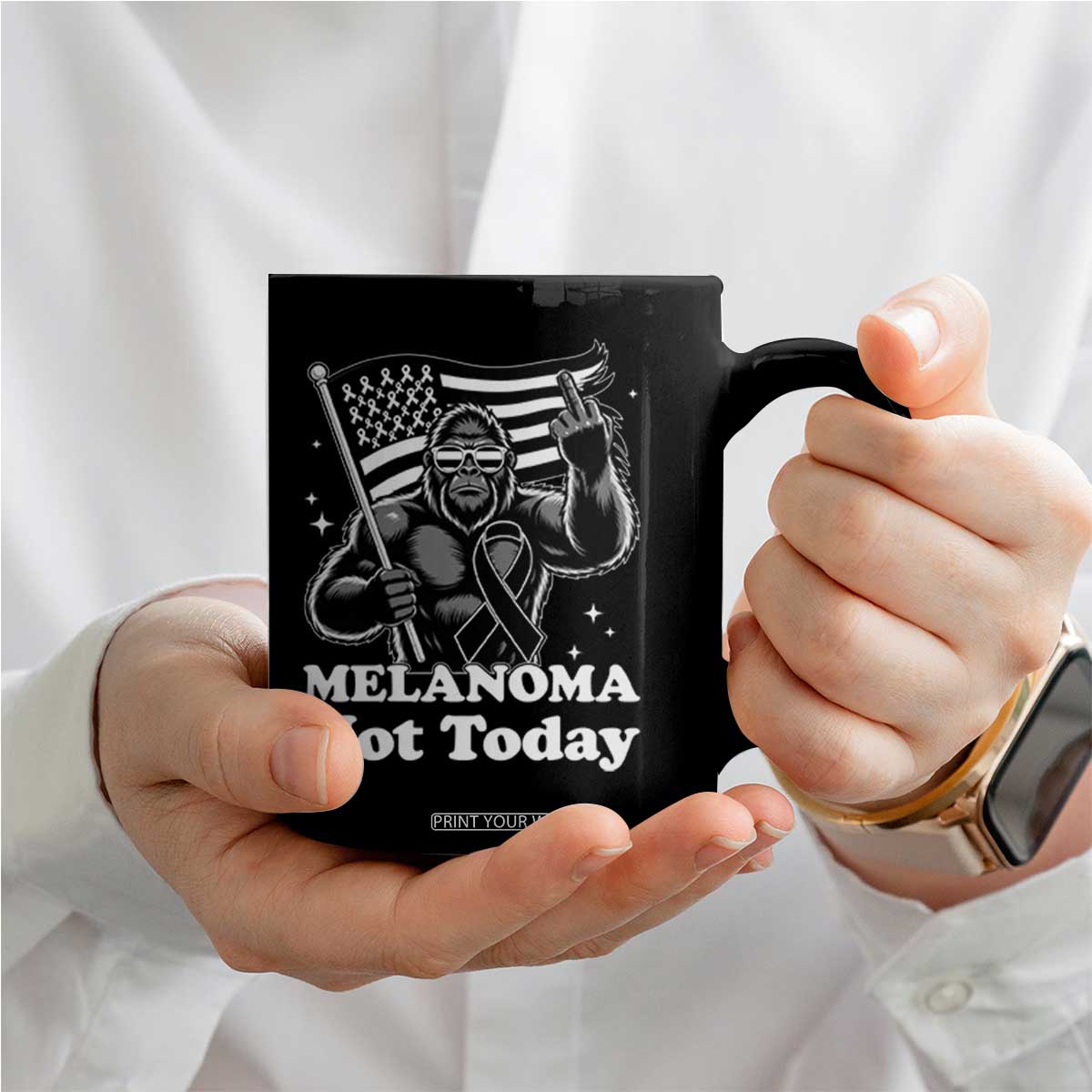 Bigfoot Black Ribbon Coffee Mug Not Today Melanoma Awareness Gift TS12 Print Your Wear