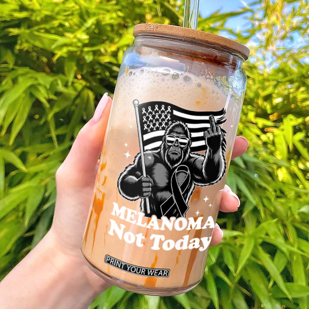 Bigfoot Black Ribbon Glass Can Not Today Melanoma Awareness Gift TS12 Black Print Your Wear