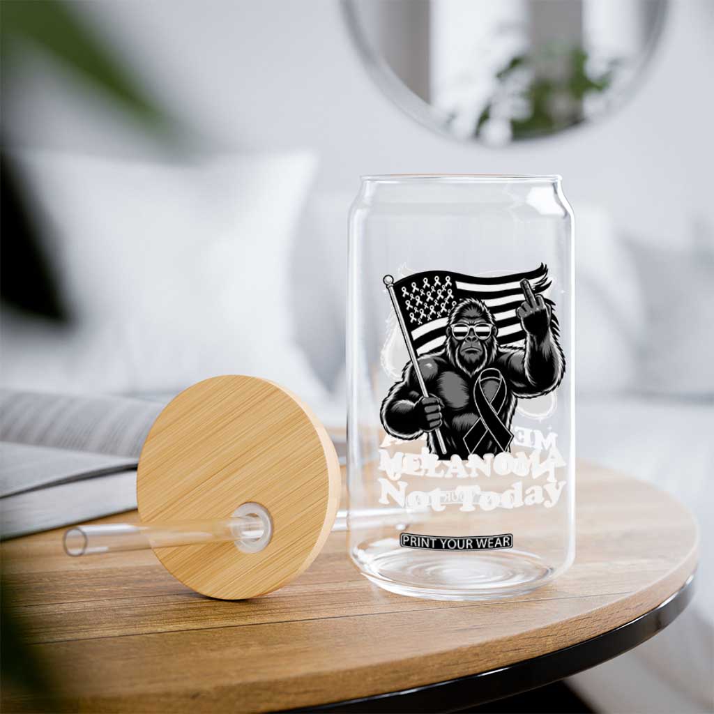 Bigfoot Black Ribbon Glass Can Not Today Melanoma Awareness Gift TS12 Print Your Wear