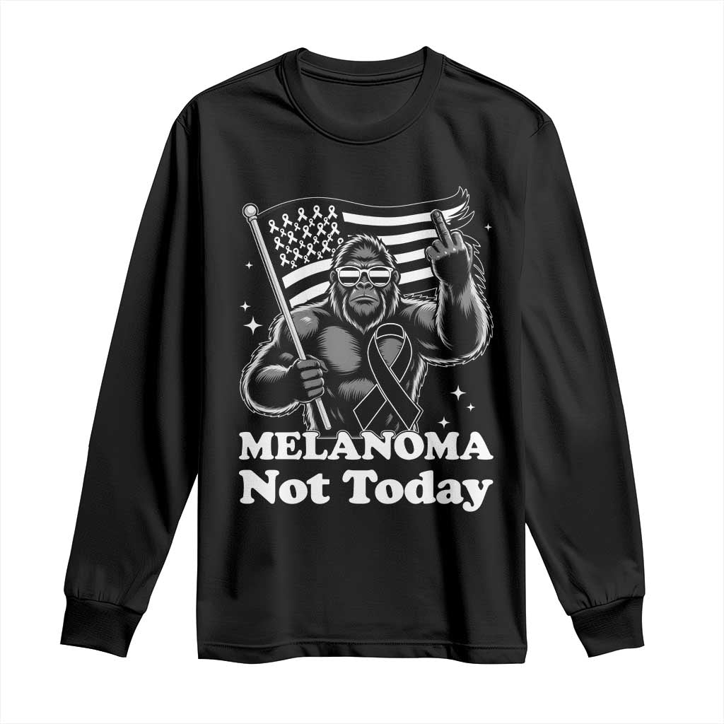 Bigfoot Black Ribbon Long Sleeve Shirt Not Today Melanoma Awareness Gift TS12 Black Print Your Wear