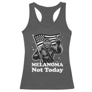 Bigfoot Black Ribbon Racerback Tank Top Not Today Melanoma Awareness Gift TS12 Dark Heather Print Your Wear