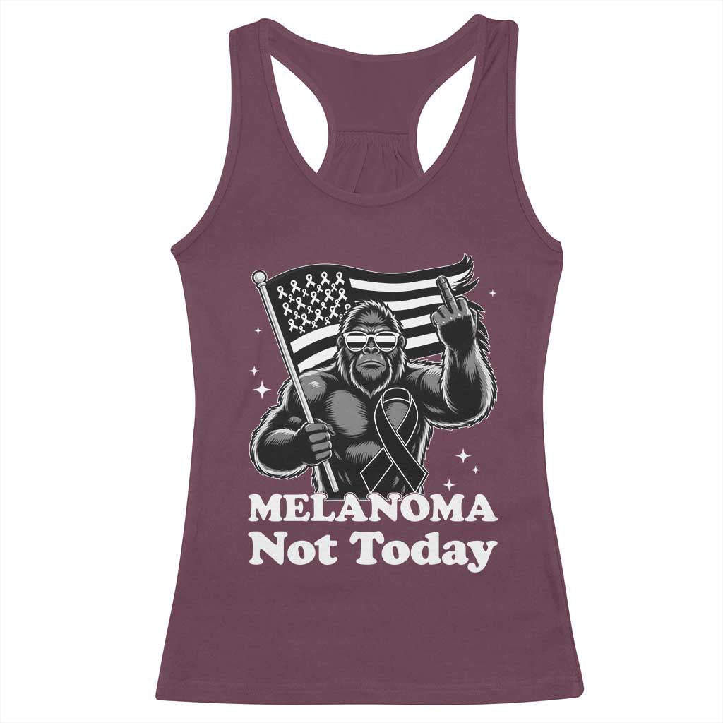 Bigfoot Black Ribbon Racerback Tank Top Not Today Melanoma Awareness Gift TS12 Maroon Print Your Wear