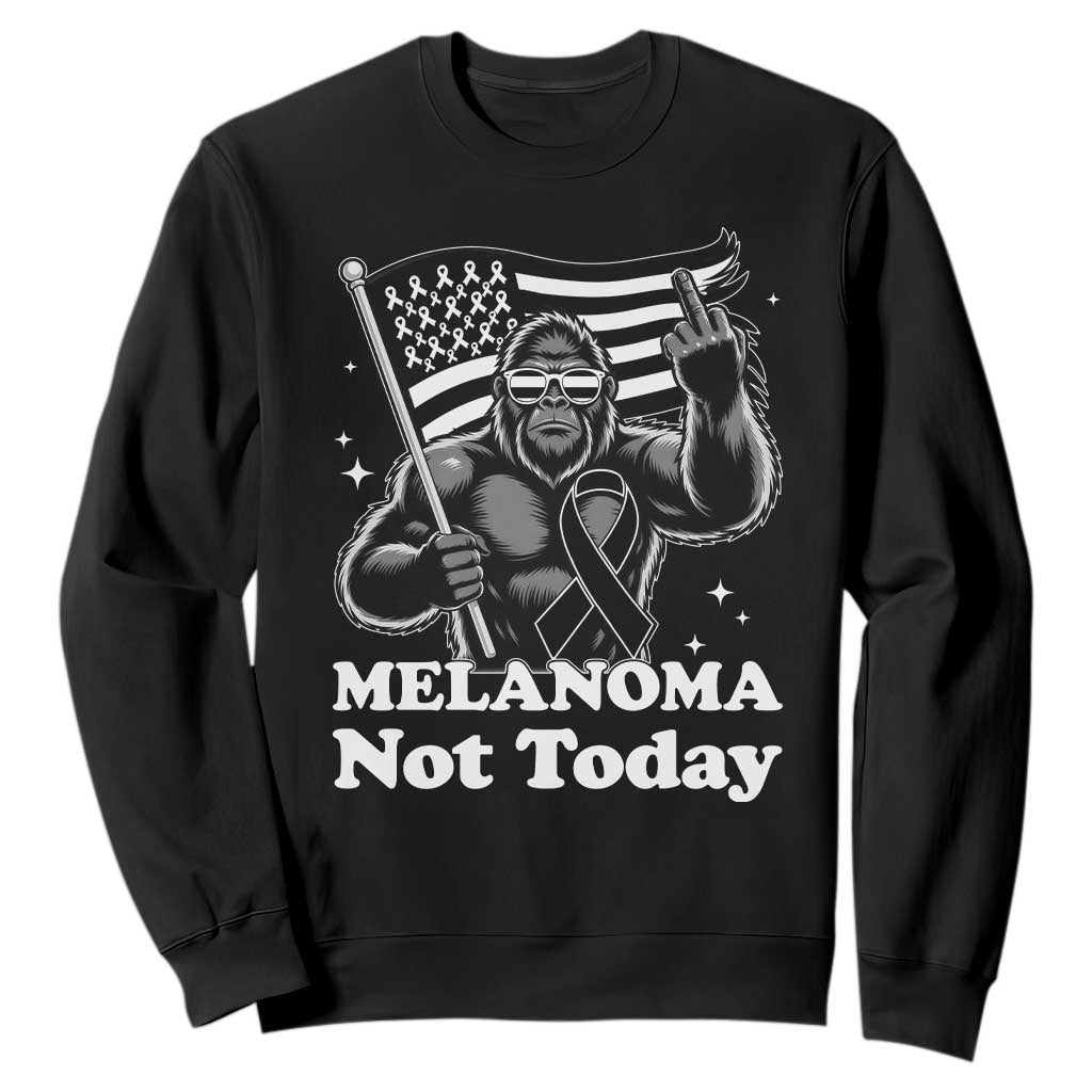 Bigfoot Black Ribbon Sweatshirt Not Today Melanoma Awareness Gift TS12 Black Print Your Wear