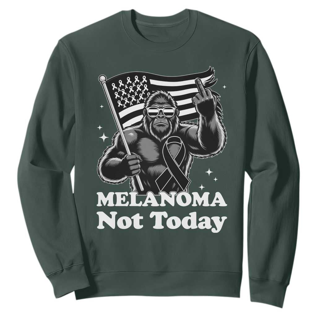 Bigfoot Black Ribbon Sweatshirt Not Today Melanoma Awareness Gift TS12 Dark Forest Green Print Your Wear
