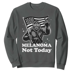 Bigfoot Black Ribbon Sweatshirt Not Today Melanoma Awareness Gift TS12 Dark Heather Print Your Wear