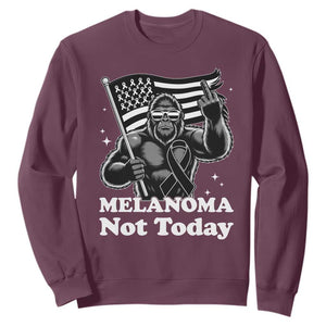 Bigfoot Black Ribbon Sweatshirt Not Today Melanoma Awareness Gift TS12 Maroon Print Your Wear
