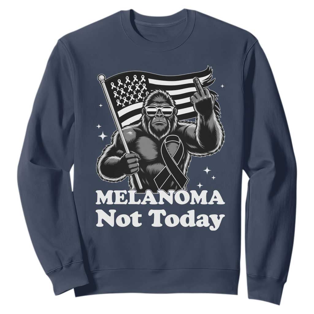 Bigfoot Black Ribbon Sweatshirt Not Today Melanoma Awareness Gift TS12 Navy Print Your Wear