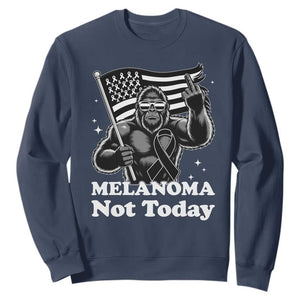 Bigfoot Black Ribbon Sweatshirt Not Today Melanoma Awareness Gift TS12 Navy Print Your Wear
