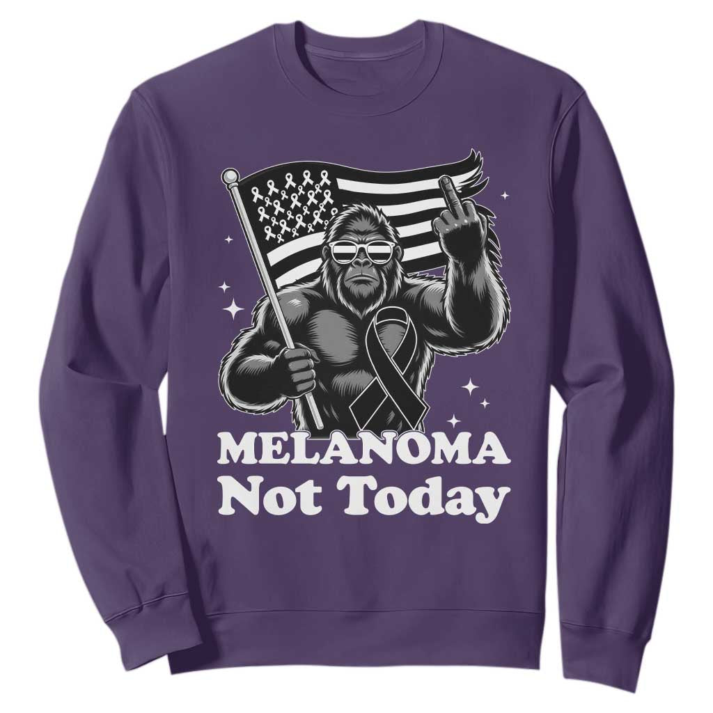 Bigfoot Black Ribbon Sweatshirt Not Today Melanoma Awareness Gift TS12 Purple Print Your Wear