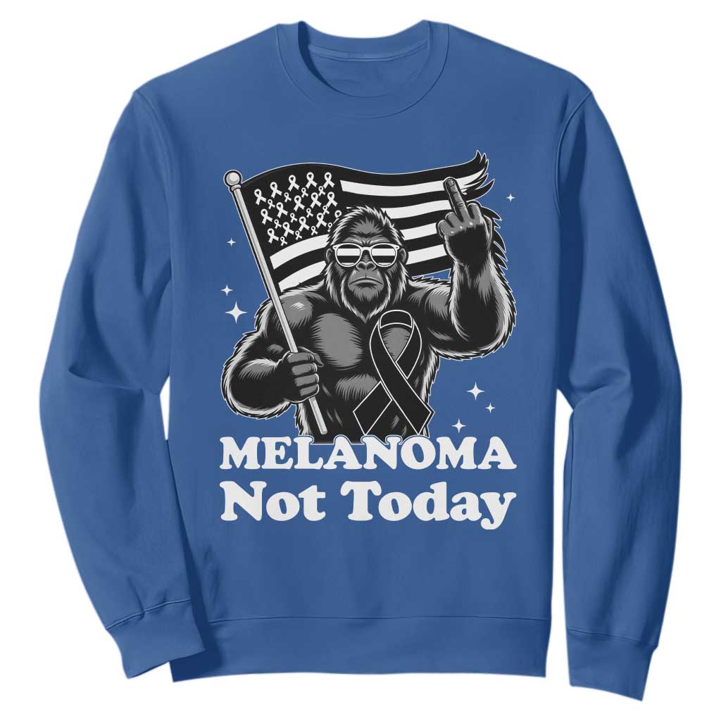 Bigfoot Black Ribbon Sweatshirt Not Today Melanoma Awareness Gift TS12 Royal Blue Print Your Wear
