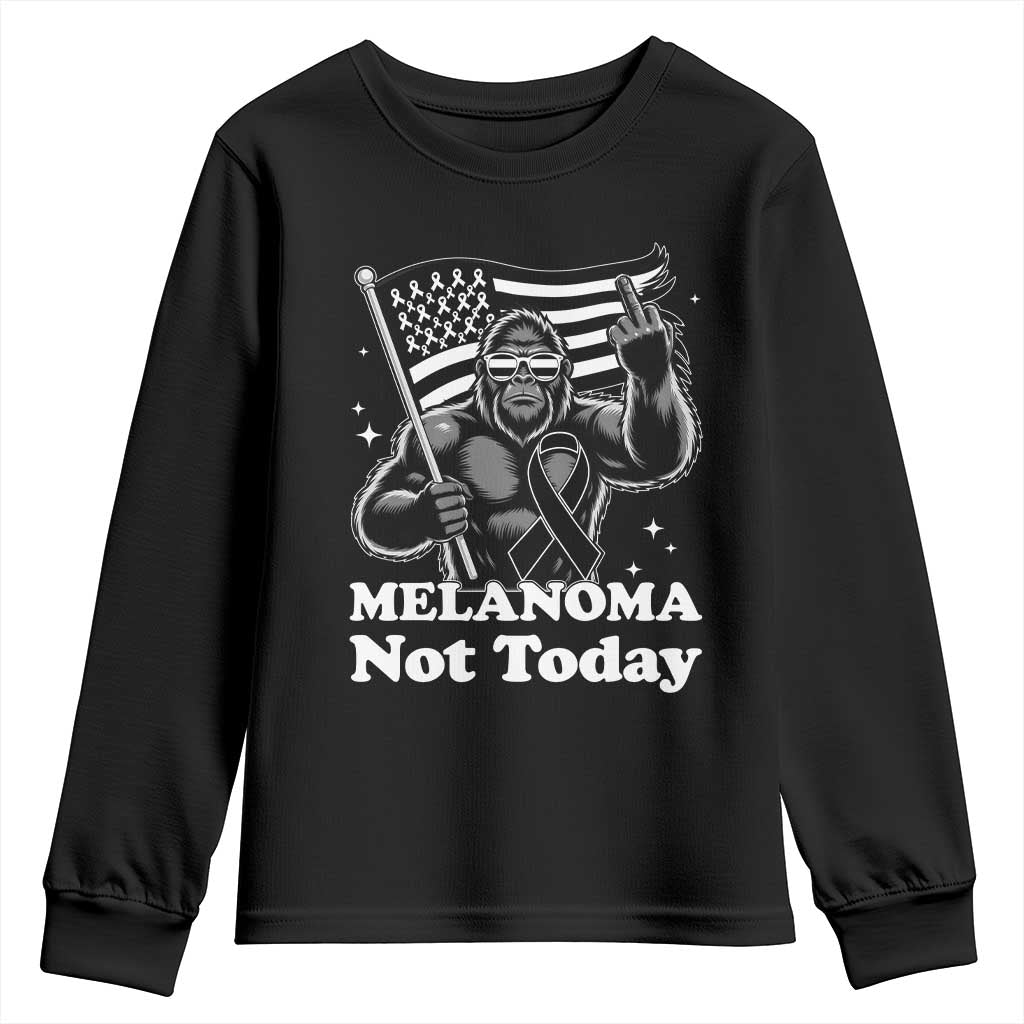 Bigfoot Black Ribbon Youth Sweatshirt Not Today Melanoma Awareness Gift TS12 Black Print Your Wear
